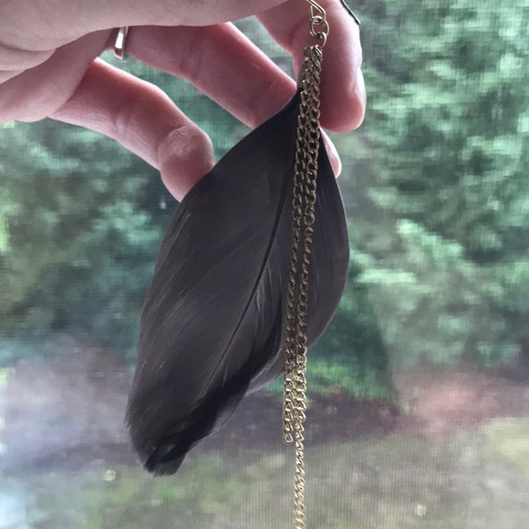Feather and Chain Earrings - Picture 2 of 3